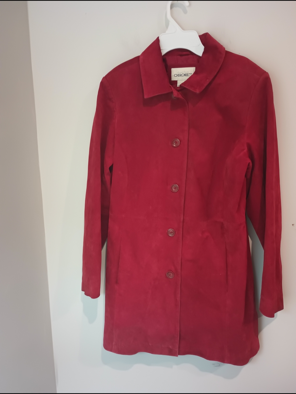 Cherokee Red Genuine Leather Suede Jacket Womens Large Long Trench Coat Y2K